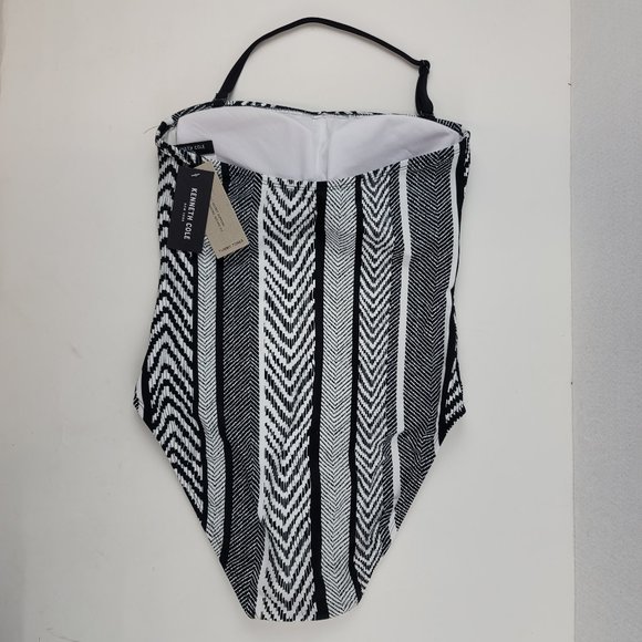 Kenneth Cole New York  Bandeau One Piece Swim suit womens size small Black/White - Picture 3 of 5